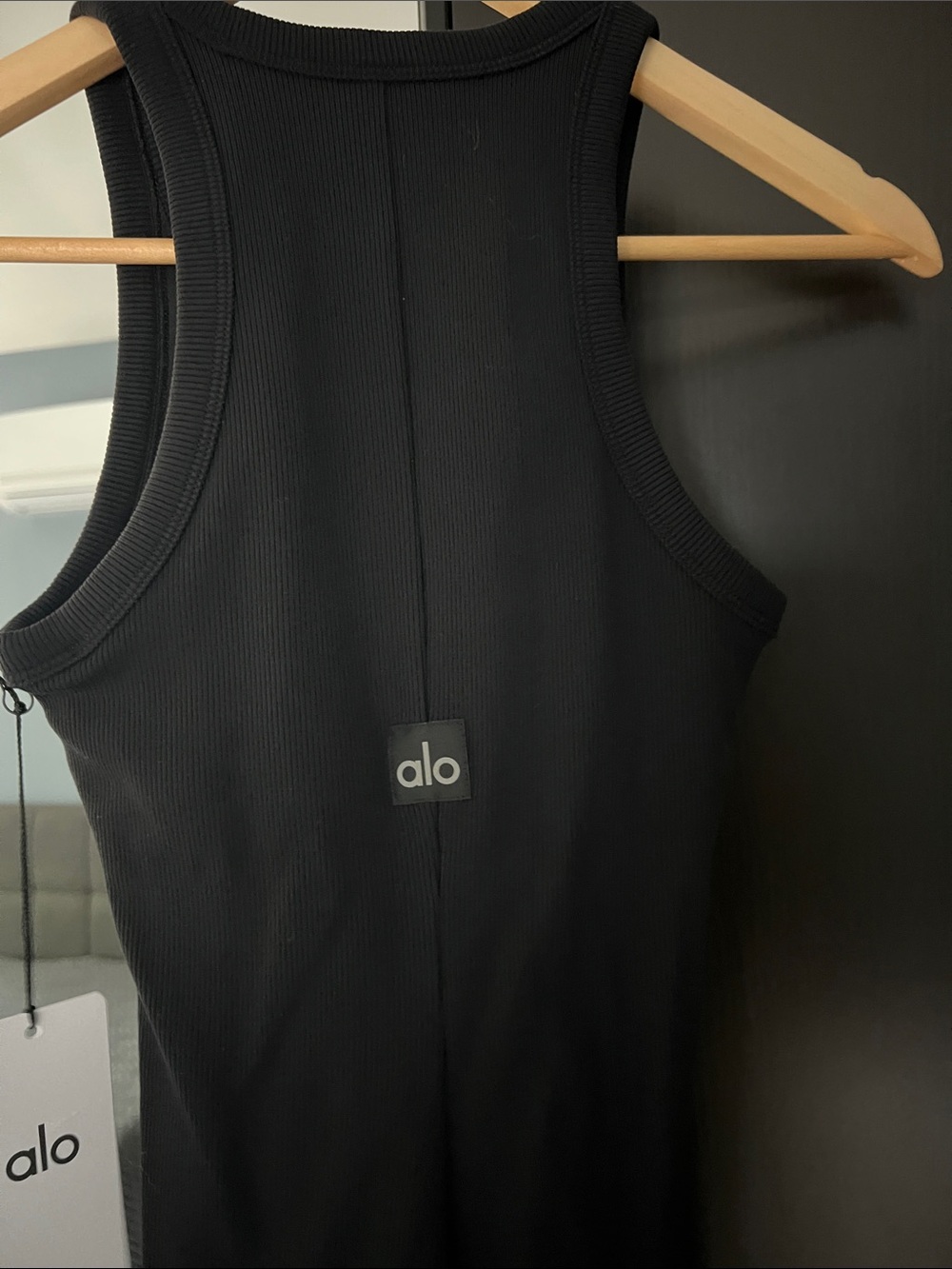 ALO Yoga Black Ribbed Tank Midi Dress - Picture 4 of 6